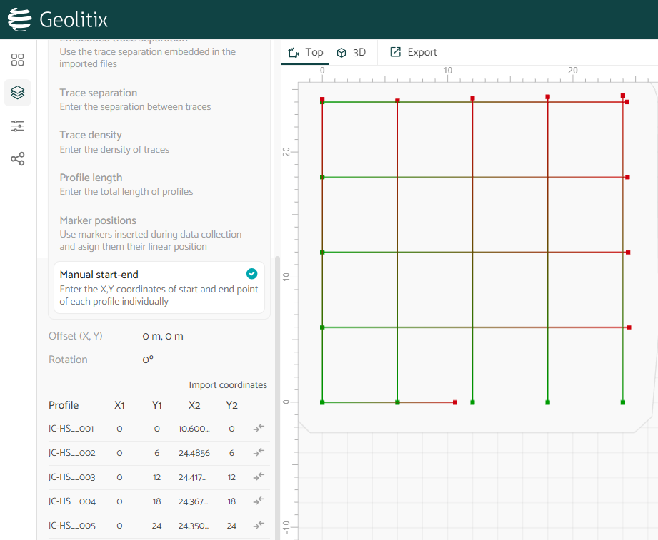 Edit manual showing profiles in the same direction