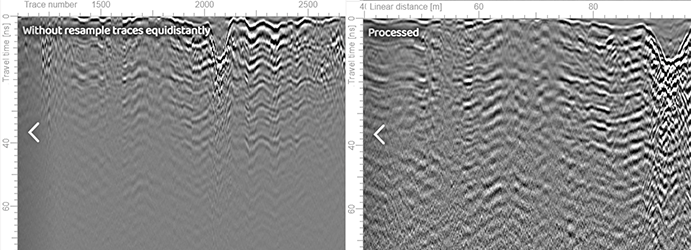 Resampling traces equidistantly